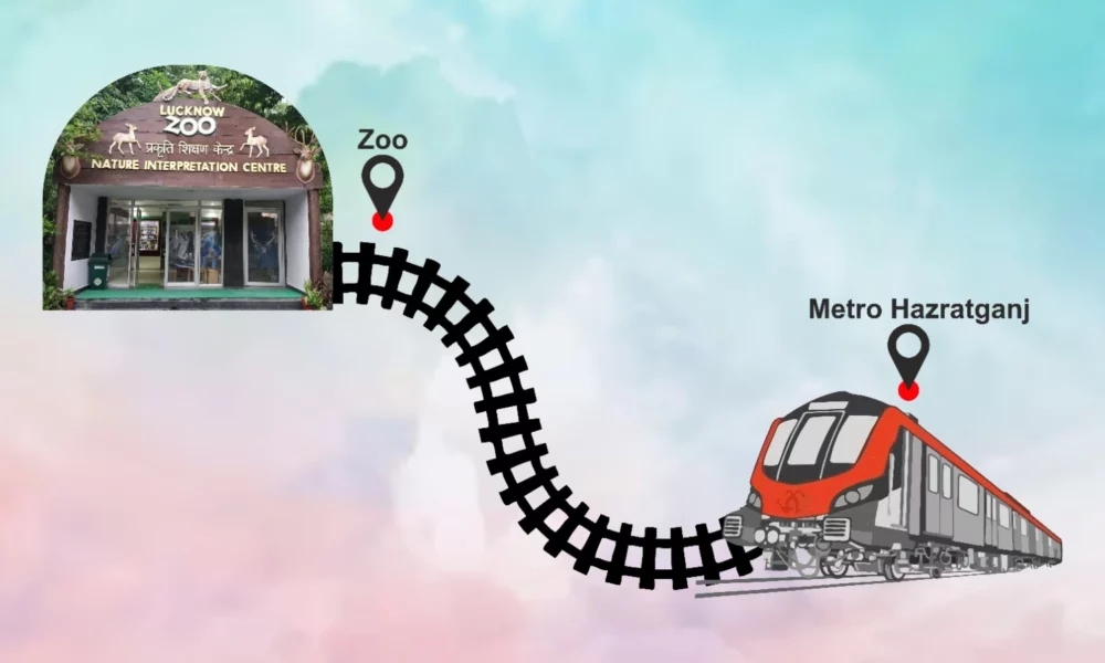 How to reach Lucknow zoo by metro from Hazratganj